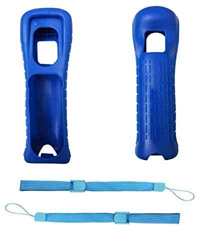 ZeroStory Coque en silicone avec dragonne pour télécommande Wii (bleu)