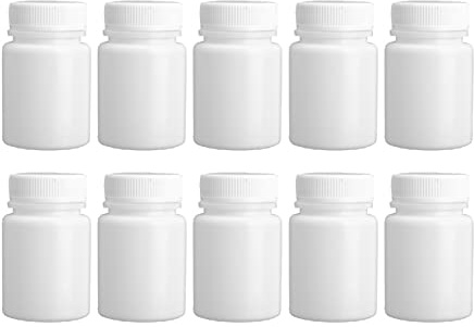 MSemis 10 Pcs Leere Kunststoffflasche Medizin Fläschchen Apothekerdose mit Schraubverschluß Abfüllung Tablettendosen für Medizin Kapsel Pille Veranstalter Flasche