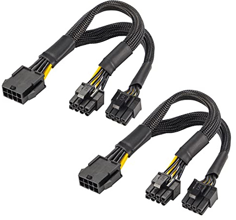 YieJoya 8Pin PCIe Splitter, PCI-e 8-Pin Buchse auf Dual (6+2)-Pin Stecker GPU-VGA Stromkabel PCI-Express Adapter