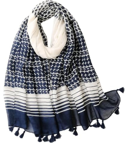 FAIRYGATE Halstuch Schals & Tücher für Damen Schal Damen Schals Mode Muster Blaue Übergroßer Stola Tücher Mit Fransen Lang Warme Schals Deckenschal 9027