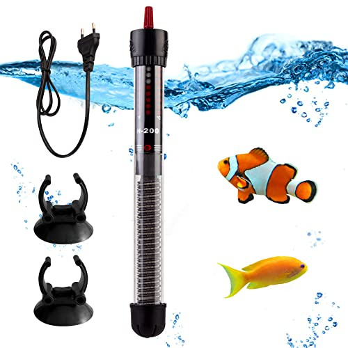 Chauffage d'Aquarium 200W - Thermostat réglable, Mini Chauffe-Aquarium, Réglable Réchauffeur, D'Aquarium Tige Chauffante pour Réservoirs À Poissons Et Aquarium avec 2 Sections De Housse De Protection