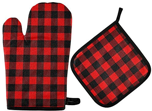 Microsurgics à Micro-Ondes personnalisés et Porte-Pot Ensembles Cuisine personnalisée Tapis de piotholder de Cuisine pour Barbecue Gants d'isolation Gants au Four Gants de Barbecue (Color : Red)