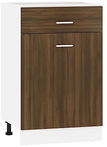 vidaXL Armario Inferior Mueble Aparador Cocina Cajones Almacenamiento Organizador Estantería Auxiliar Hogar Madera Contrachapada Marrón Roble
