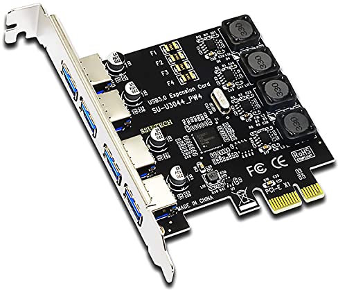 GLOTRENDS U3044 Scheda di espansione PCIe a 4 porte USB 3.0 5Gbps per piattaforma Intel, AMD e ARM, compatibile con Windows e Linux (non supporta Mac OS)