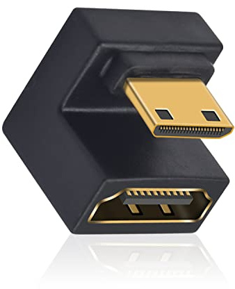 Duttek 180 Grad Mini HDMI auf HDMI Adapter 8K, Down Angle U-Shaped Mini Stecker auf HDMI Buchse Adapter Support 8K@60Hz, 48Gbps für Kamera/Laptop/Tablet/HDTV/Projektor(1 Stück)