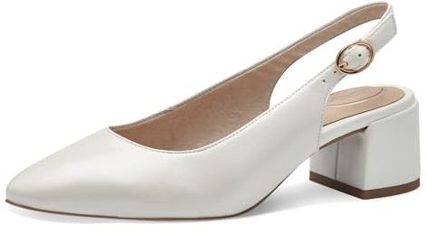Tamaris Comfort damer slingpumps av läder elegant, Pärlemorskimrande 1, 39 EU