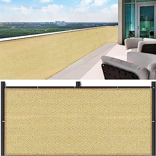 YANHONG Sichtschutz Balkonverkleidung 125x1000cm(49x394inch) Sichtschutz Balkon Sichtschutz Balkonumspannungen 100% Privatsphäre Staubschutz Sonnenschutz mit Ösen Kabelbinder, Gelb