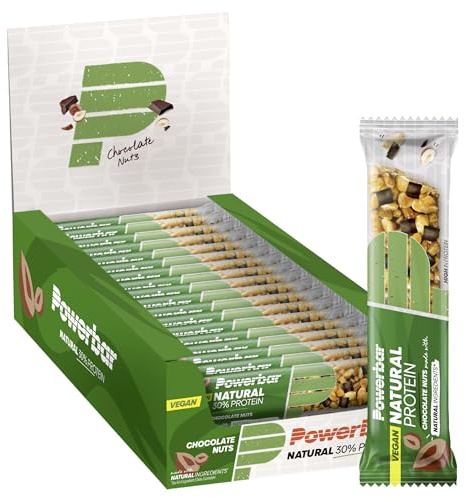 Powerbar Natural Protein Chocolate Nuts 18x40g - Vegan Protein Bar + Natural Ingredients