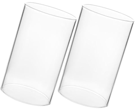 Cabilock Klarglas Kerzenschirm 2 Stück Zylindrisch Winddicht für Kerzen | Transparentes Glas, Offenes Rohrdesign, Schützt Flammen, Selbstgemacht Deko, Passend für Innenraum und Außenbereich