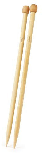 Aeelike 2 Stück Einspitzige Groß Stricknadeln Holz Bambus Stricknadeln Set, 35 cm Extra Lang Chunky Stricknadeln für Anfänger und Profis, 12mm Handarbeit Dick Stricknadel Set für Decken, Schals