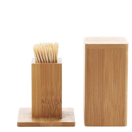 Palillero Dispensador Porta palillos de dientes portátil Caja de madera for palillos de dientes contenedor Dispensador de palillos de dientes de bambú Estuche for palillos de dientes Palillos de Dient