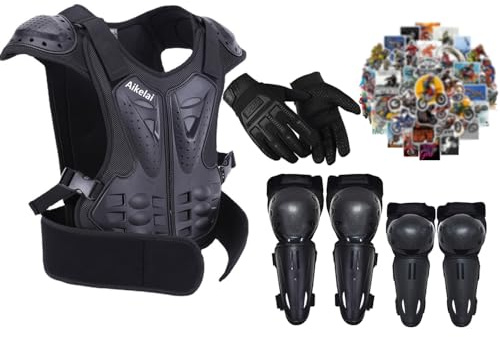 Kids Dirt Bike Gear，Kids Motorcycle Gear，Youth Chest Protector with Elbow Knee Shin Pad and Gloves, Motocross Protective Gear, Dirtbike Full Body Protection Suit(L)