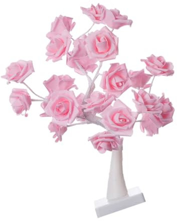 UPKOCH Led Rosenbaumleuchte Nachtlicht Warmweiß Romantische Tischlampe Mit Rosa Blumen Batteriebetrieben Für Wohnraumdekoration