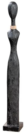 Casablanca große schmale Deko Figur Skulptur Frau XXL - Dekofigur aus Holz Farbe: Schwarz - Dekoration Geschenk Geburtstag Höhe 86 cm