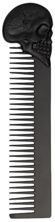 KSHSAA Haarstylingkamm, Retro Zinklegierung Bartkamm Öl Haarbürste, ergonomisches Totenkopf-Design, tragbar für Zuhause, Salon, Outdoor