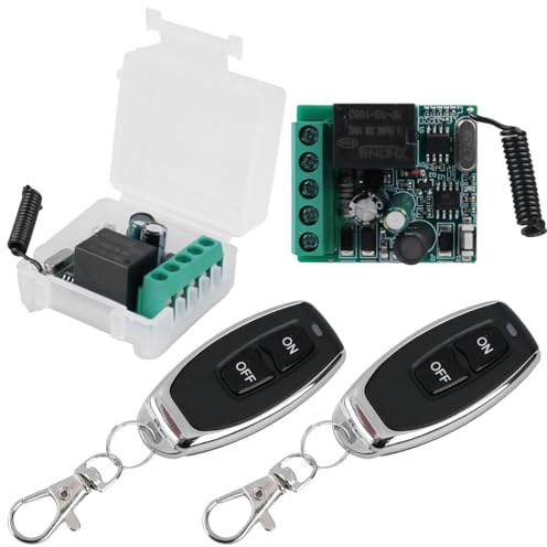 433MHZ FR Funk Fernbedienung Schalter Kabellos 1 Kanäle: AC 220V 230V Drahtloser Relais Empfänger mit 2 Sender Funksteuerung, RF Relaismodul Schalter Transmitter für Garagentor Elektrovorhang