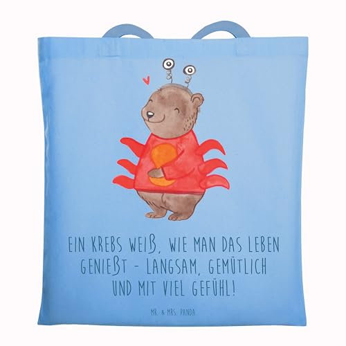 Mr. & Mrs. Panda Schultasche Krebs Genießer - Geschenk, Tote Bag, emotionale Tiefe, Einkaufstasche, Horoskop, Empathie, wie man das Leben genießt, sensible, Geschenke Astrologie, Tasche, Beutel