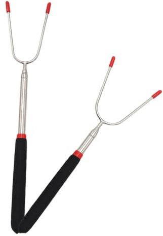 FUNOMOCYA 2stücke Teleskop Grillgabel Aus Für Outdoor Bratstäbe Lange Fleischgabel Zum Grillen U-förmige Serviergabel Für Camping Kochausrüstung Grillspieße Zum Rösten