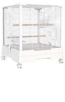 GLigeT Vogelvoliere Vogelkäfig, Metall, quadratisch, Papageienkäfig, Vogelkäfig, Haushaltsvogel, Einzel-Beobachtungskäfig, Zuchtkäfig, Weiß Papageienkäfig