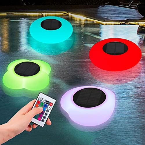 FLNOZAMZ Lumières de Piscine flottantes solaires, lumière de Piscine à Boules flottantes à énergie Solaire 4 pièces, pour Le décor de fête de Mariage de terrasse de Spa d'arrière-Cour