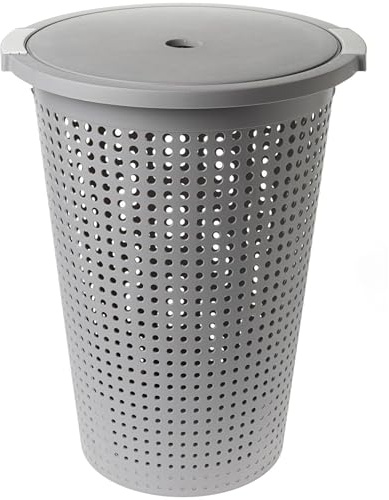 2friends Wäschekorb mit Deckel. 1er Set Atmungsaktiver Wäschekorb aus Robustem Kunststoff, Wäschesammler mit Griffen & Waschbarem Innensack, Ideal für Haushalt