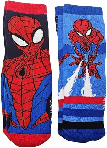 ILS I LOVE SHOPPING 2 pares calcetines antideslizantes oficiales niño calcetines antideslizantes para Spiderman