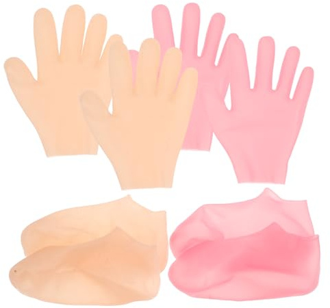 FOMIYES Feuchtigkeitsspendende Silikon Fuß und Handsocken Satz für Trockene Haut Spa Fußmaske und Handmaske zur Hornhautentfernung Rutschfeste Fußpflege für Damen und Herren