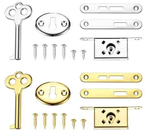 sourcing map Vintage Full Mortise Mini Locks with Key Set of 2, Zinc Alloy Mini Lock Jewelry Box Lock Replacement Box Lock for Cedar Box, Wine Box & Cabinet, Silver