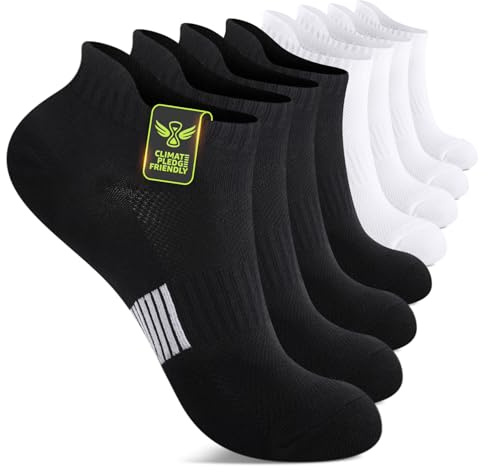 FALARY Chaussettes Femme Homme Sport Coton Soquettes Hommes Femme Basses Courtes Respirantes Mixte,43-46 Noir Blanc