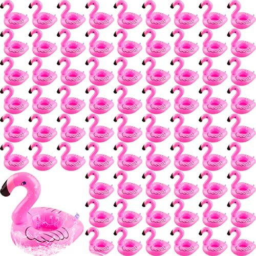 Aufblasbarer Flamingo-Getränkehalter, 200 Stück, rosa Flamingo-Getränke, schwimmende Halterung, Tassen-Untersetzer für Whirlpool, Sommer, Strand, Schwimmbad, Party