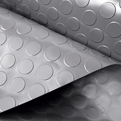 Olivo.Shop - Alfombra de Goma Antideslizante de PVC, Revestimiento de Suelo engomado de PVC Exteriores, Bares, talleres, Gimnasio, Garaje, 1,5 m de Ancho Work Bollo (Gris, 1,5x2 MT)