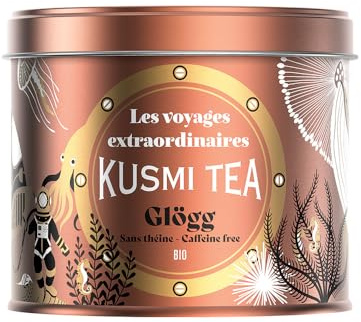 Kusmi Tea - Infusion Épicée Bio de Noël Glögg - Arômes d'Hibiscus, Cassis & Raisin - Notes de Cannelle & Cardamome - Edition limitée 2025 - Boîte Thé Métal 125g