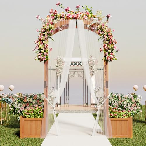 COSTWAY Arco da Giardino in Legno per Piante Rampicanti, Arco a Traliccio con Fioriere Leterali, Graticcio da Esterno per Decorazione Cerimonia di Festa, 185 x 45 x 201 cm