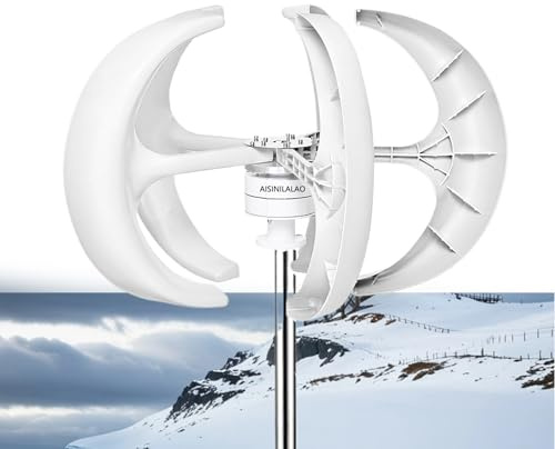 AISINILALAO 10000W geräuscharme Windkraftanlage mit vertikaler Achse, 5 Blätter 12V / 24V 48V 220V Generator Windmühle Generate Turbin Komplettes Set für Zuhause, Boote, Straßenbeleuchtung