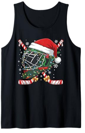 Casco da Hockey su Ghiaccio di Babbo Natale, per Uomini, Ragazzi, Ragazzi e Adolescenti Canotta