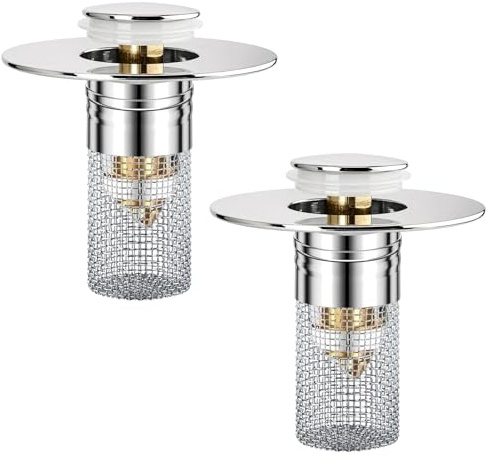 Discoball Sink Strainer, Sink Plug Strainer, Bathroom Sink Plug Replacement 26–40 mm, Pop Up Sink Plugs Wash Basin Plugs, Stainless Steel Drain Stopper (2pcs)