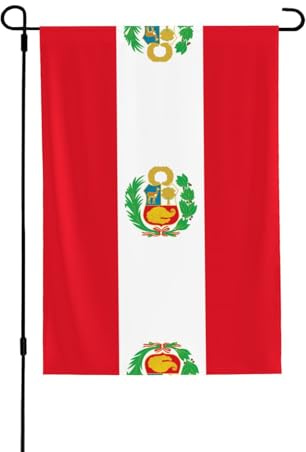 Bandera de Perú Bandera de jardín de doble cara de 28 x 40 pulgadas, bandera grande de patio al aire libre para patio, bandera de arpillera resistente a la intemperie para todas las estaciones