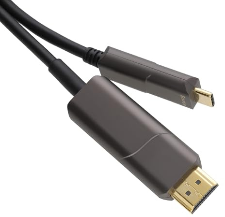 kenable USB-C to HDMI 2.0 Cable Active Optical AOC 4K 60Hz 18Gbps for Monitor TV Projector Laptop PC Display High Speed Long Distance Black Gun Metal - 10m