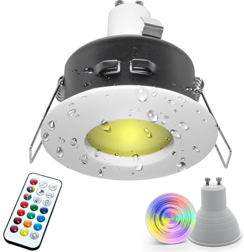 Planetitaly Faretto led luce colorata doccia 10W bagno turco cromoterapia IP65 GU10 RGB 230V (Bianco)
