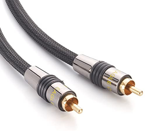 Eagle Cable by INAKUSTIK – 10030030 – Deluxe Video/Digital - Cinch -> Cinch| Übertragung von digitalen Tonsignalen | 3,00m in Schwarz |schwarzer Geflechtschirm | Metallstecker| mit Geflechtschirm