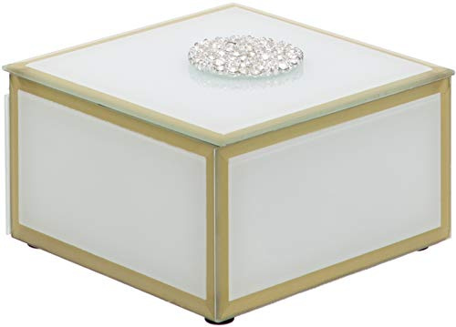 Maturi fyrkantig glasprydnadslåda med diamantdetaljer och guldkant