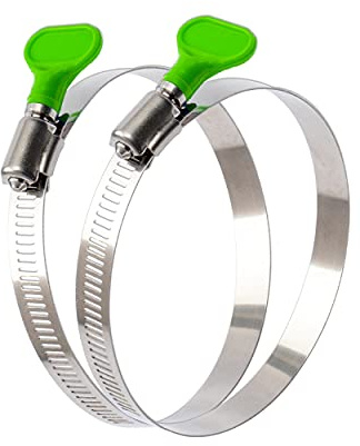 BESTYCHAO Duct Clamps, 2pcs 6 Inch Stainless Steel Key Type Worm Gear Hose Clamps, Adjustable 130-152mm Range Thumb Screw Clamps for Plumbing and Automotive