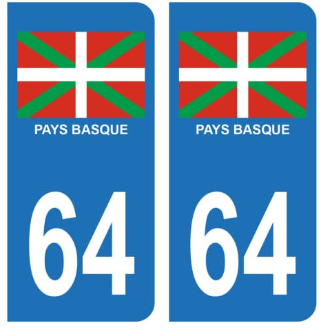HADEXIA Adhesivo para placa de matrícula del coche 64 País Vasco