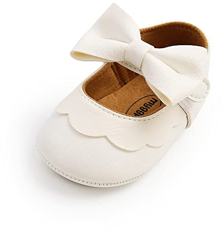MASOCIO Scarpe Neonata Ballerina Scarpine Primi Passi Battesimo Scarpette Bimba Femmina Taglia 18 0-6 Mesi Bianco