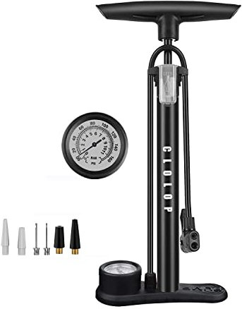 CLOLOP Bike Floor Pump with Gauge, Bike Tire Inflator, Air Pump, Bike Pump with Presta and Schrader Valve, Bicycle Air Pump, Ball Pump for Road Bike, Mountain Bikes, Balls