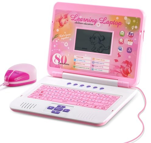 LESHITIAN Kids Laptop - 80 Learning Activities to Learn Alphabet, Words, Mathematics, Play Games and Music - Educational Learning Computer for Kids Ages 5+