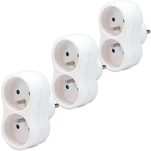 Waytex Pack 3 grenuttag i ett stycke 2 Schuko 16A hona Vitt och blått