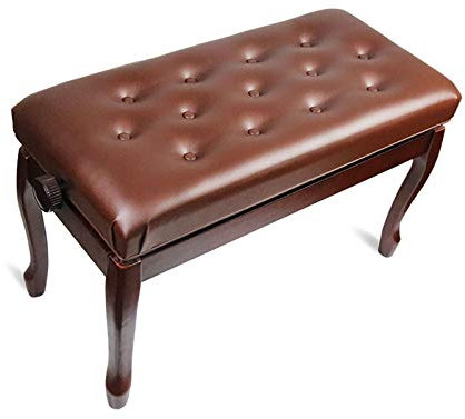 RWRAPS Klavierhocker, höhenverstellbare Klavierbank, bequemer Duet-Klavierhocker, aus massivem Holz, robust und langlebig, höhenverstellbar von 48 cm bis 58 cm (braun)
