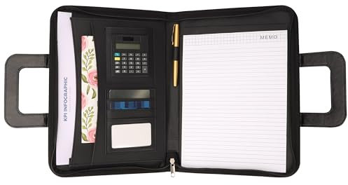 Kurtzy Dokumentenmappe mit Reißverschluss - A4 Konferenzmappe für Männer oder Frauen - Ringbuchmappe als Dokumentenorganizer - Dokumentenhalter für Auto oder Büro - Schreibmappe