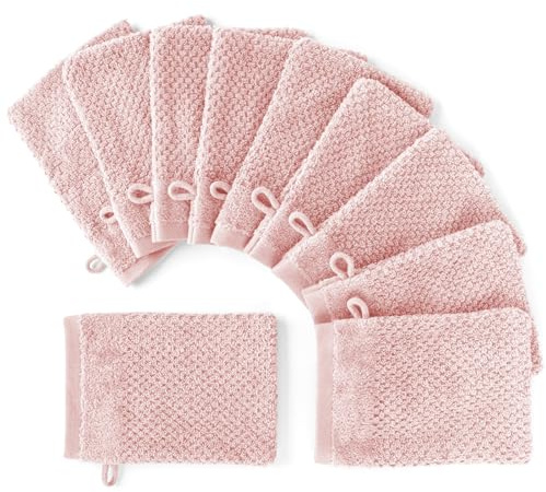 Pure Label Waschlappen 10er-Pack 16x21cm aus 100% Baumwolle - Rosa | Waschbar bis 60∘C, trocknergeeignet - weich & saugstark